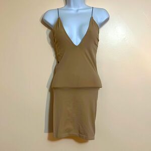 Intimately Free People Beige with Black Straps Tank Dress Slip Dress Sz XS/S